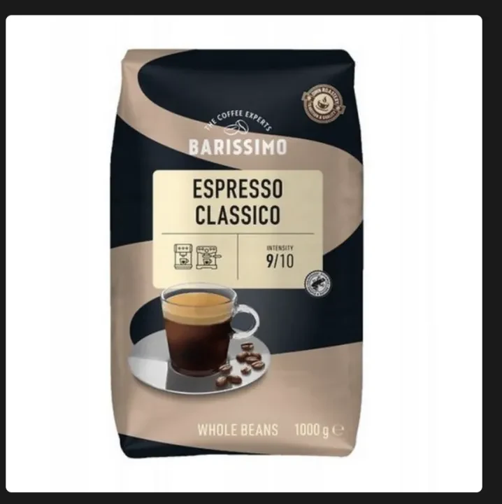 Barissimo Espresso Classico black and beige whole-bean bag marked 1000 g
